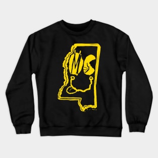 MS Eyes Mississippi Grunge Smiling Face Black background Crewneck Sweatshirt